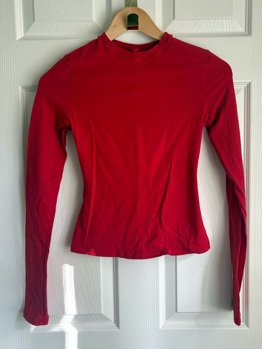 SKIMS Red Long Sleeve Crew Neck Tee